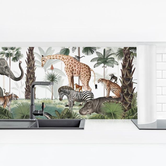 Panel szklany do kuchni Królestwo zwierząt z dżungli