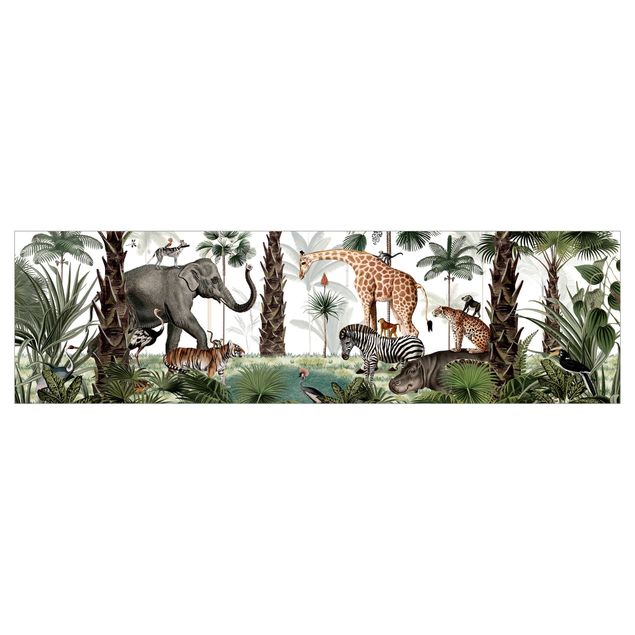 Panel ścienny do kuchni - Królestwo zwierząt z dżungli