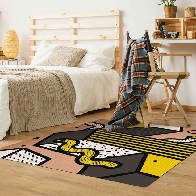 nowoczesny dywan Kompozycja Neo Memphis Żółty i szary