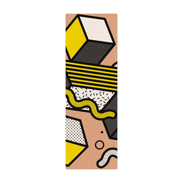 duży dywan Kompozycja Neo Memphis Żółty i szary