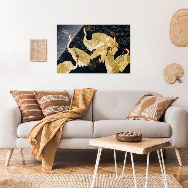 Pióro obraz Żurawie o złotych piórach II