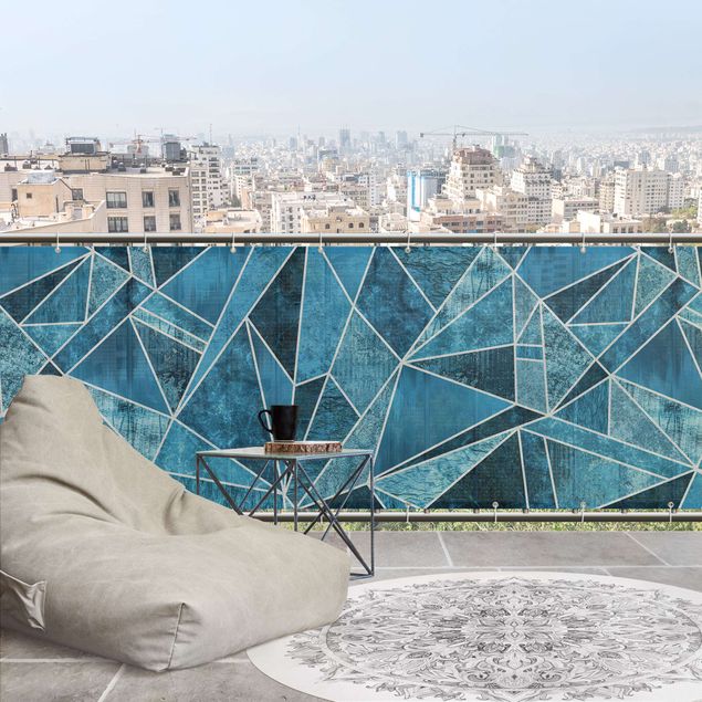 Osłona na balustrade balkonu Krystalicznie niebieska geometria