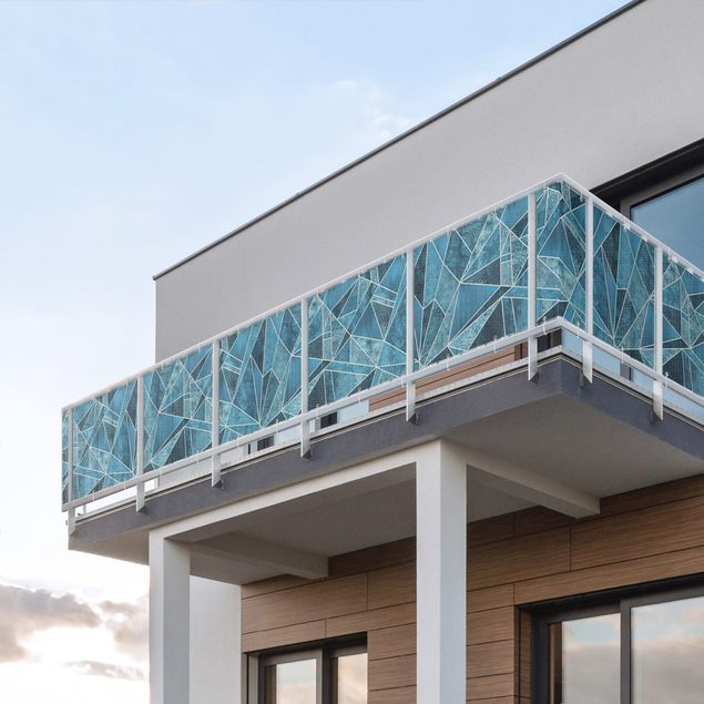 Osłona przeciwwiatrowa na balkon Krystalicznie niebieska geometria