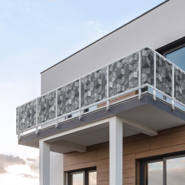 Osłona balkonowa przeciwwiatrowa Kryształowy wzór szarej kostki