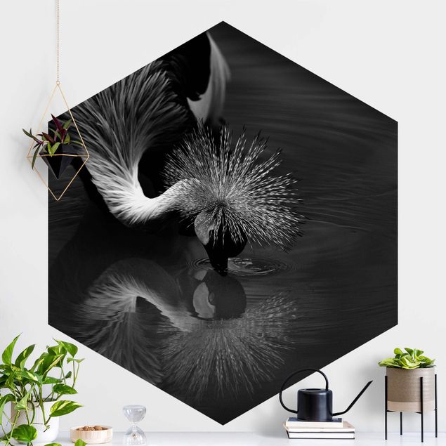 Dekoracja do kuchni Korona żurawia kokarda czarno-biały