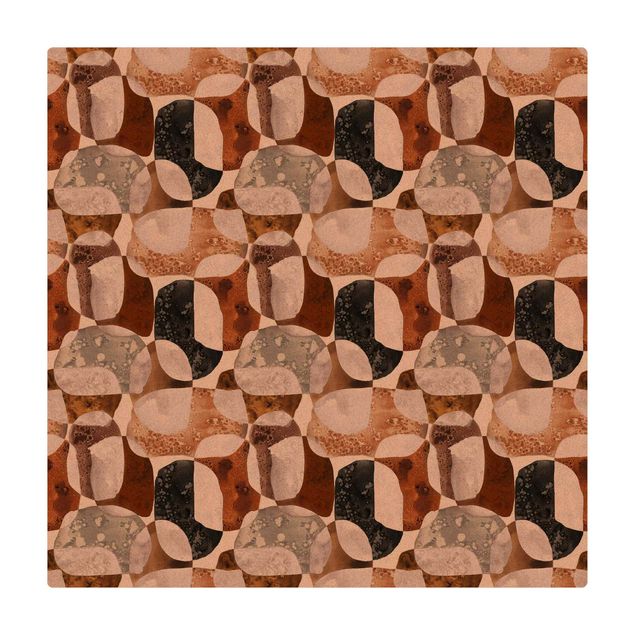 Mata korkowa - Wzór żywych kamieni w kolorze brązowym