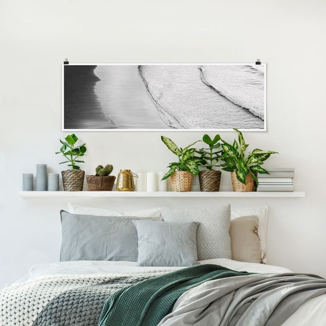 Obrazy nowoczesne Lekki wiatr na plaży czarno-biały