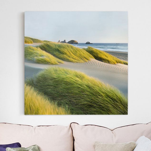 Obraz na płótnie - Wydmy i trawy nad morzem