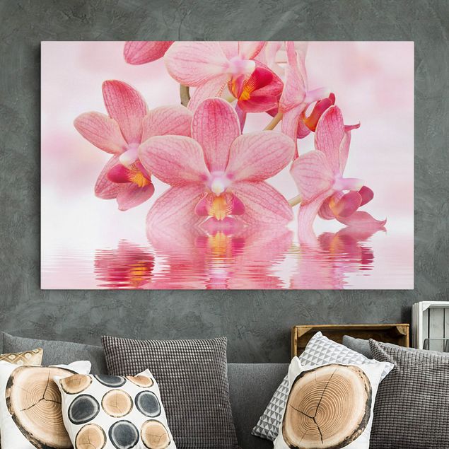 Obraz na płótnie - Różowe storczyki na wodzie