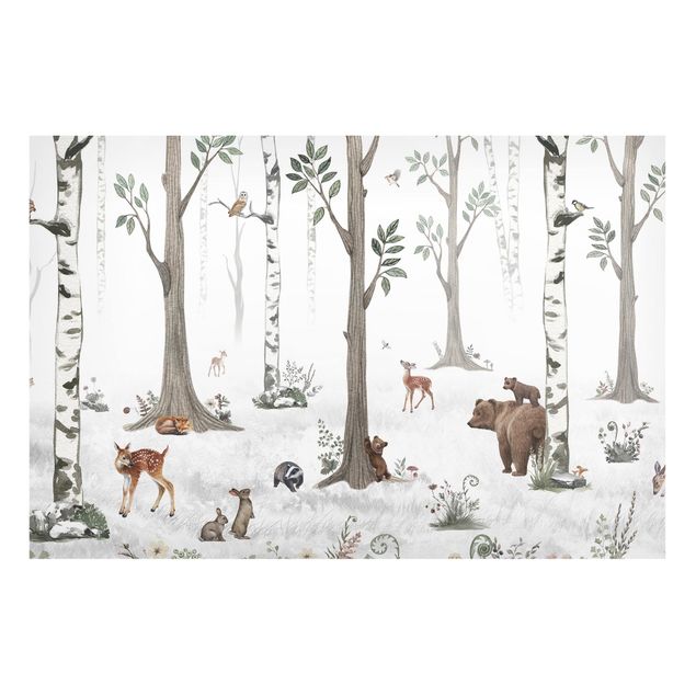 Pokój niemowlęcy Cichy biały las ze zwierzętami