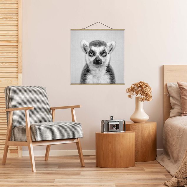 Obrazy do salonu nowoczesne Lemur Ludwig Black And White