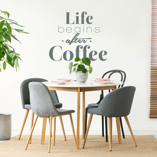 Naklejki na ścianę napisy Życie zaczyna się po kawie