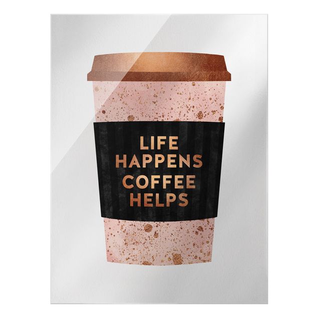 Nowoczesne obrazy Life Happens Coffee Helps Złoto