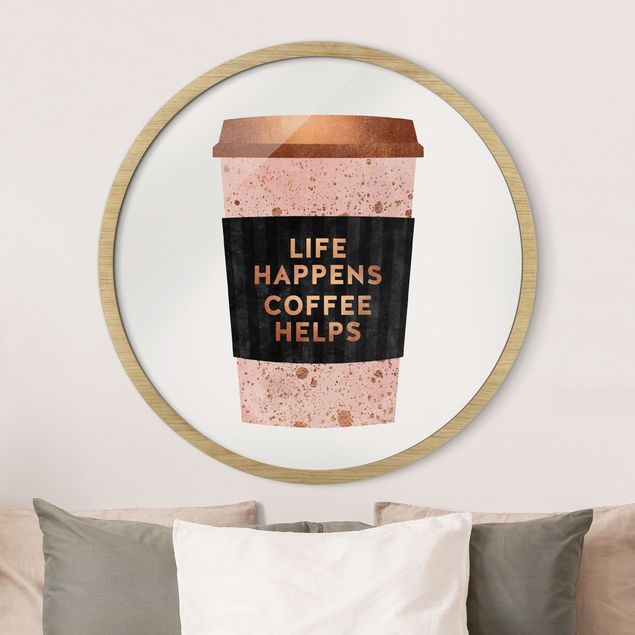 Dekoracja do kuchni Life Happens Coffee Helps Gold