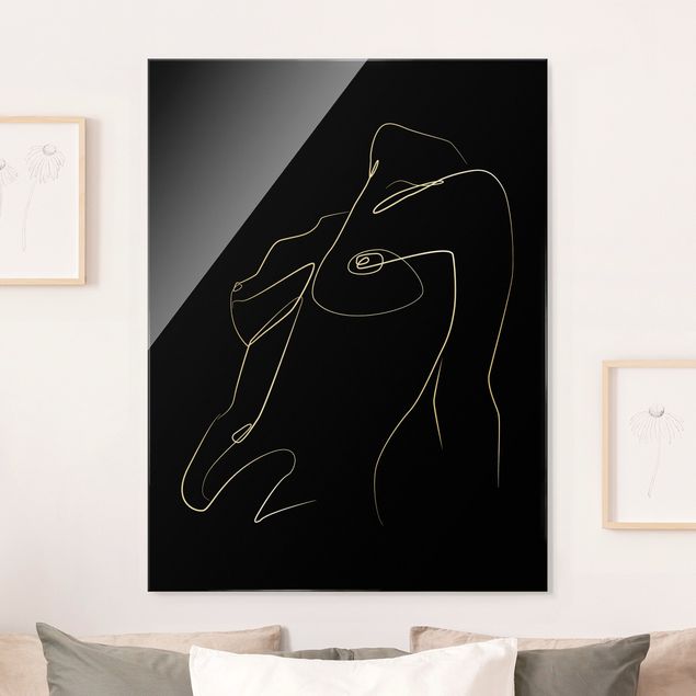 Obraz na szkle - Line Art - Kobieta na górze ciała Czarna