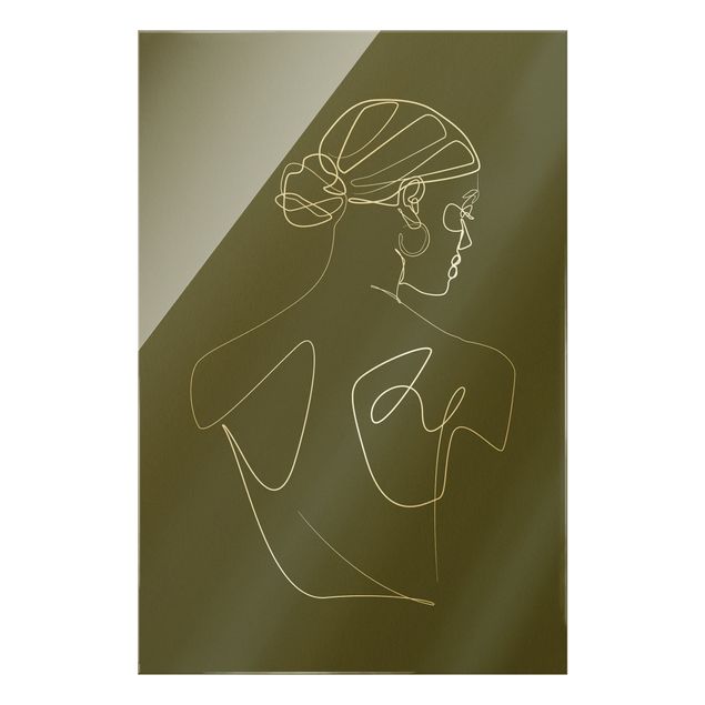 Obrazy portret Line Art - Kobieta z zielonymi plecami