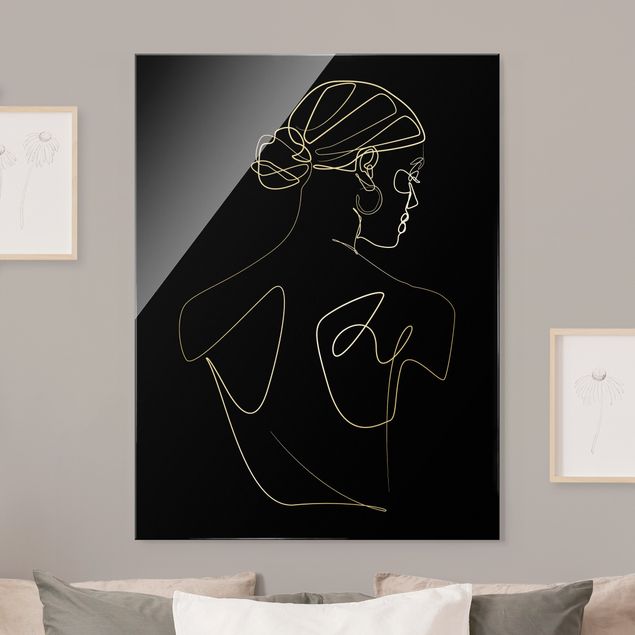 Obrazy na szkle portret Line Art - Kobieta z czarnymi plecami