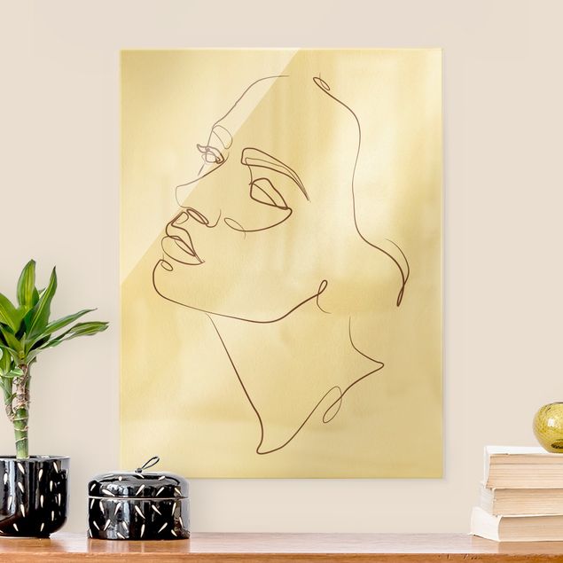 Obraz na szkle - Line Art - Kobieta śniąca twarz