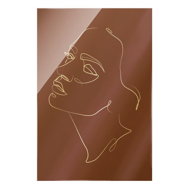 Obrazy portret Line Art - Kobieta śniąca twarz czerwona