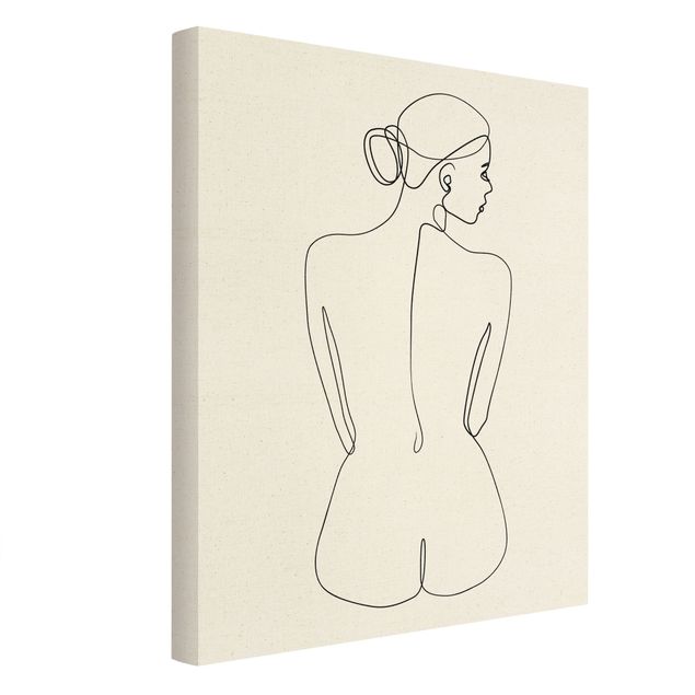 Obrazy na płótnie abstrakcja Line Art Naga kobieta z tyłu czarno-biały