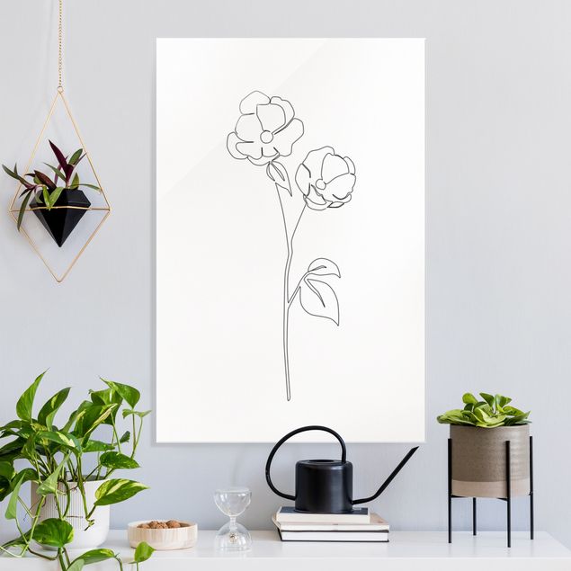 Obrazy na szkle maki Line Art Flowers - Poppy Flower