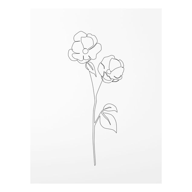 Obrazy na szkle portret Line Art Flowers - Poppy Flower