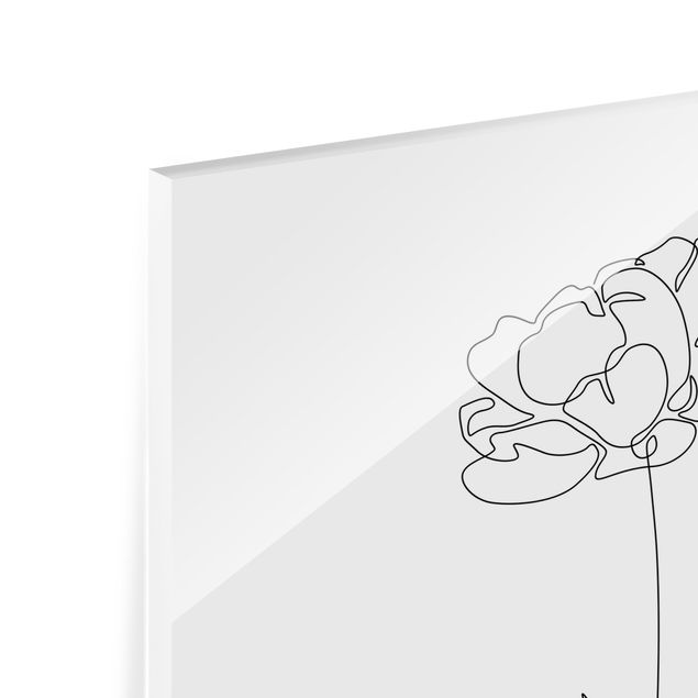 Obrazy na szkle czarno białe Line Art Flowers - Peony