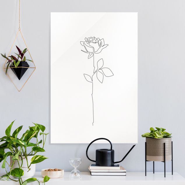 Obrazy na szkle róże Line Art Flowers - Rose