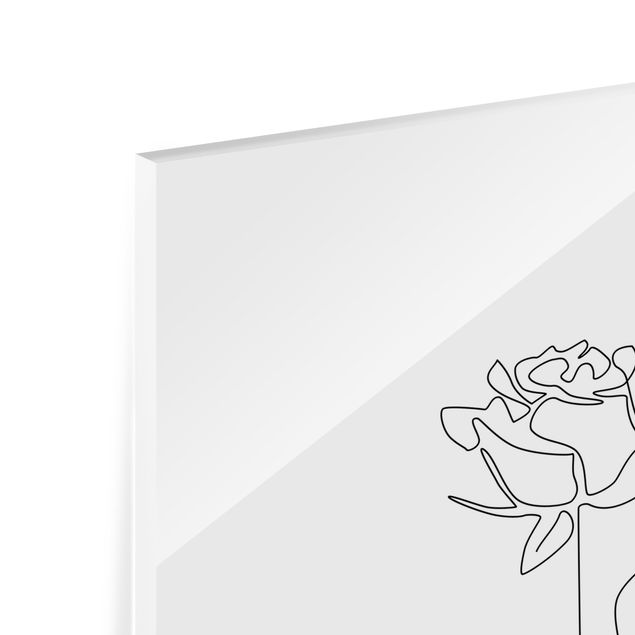 Obrazy na szkle czarno białe Line Art Flowers - Rose