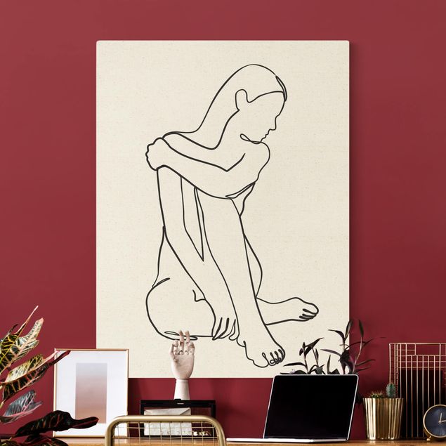 Abstrakcja obraz Linia Art Kobieta naga czarno-biały