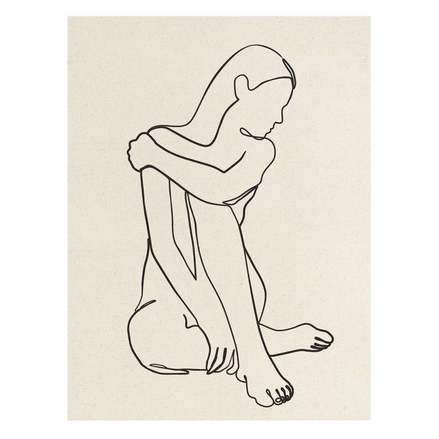 Obraz abstrakcja na płótnie Linia Art Kobieta naga czarno-biały