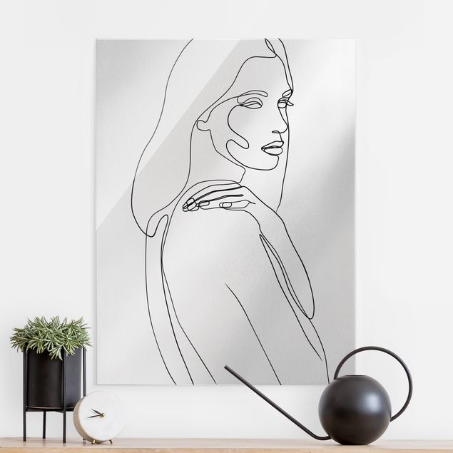 Dekoracja do kuchni Line Art Woman Shoulder czarno-biały