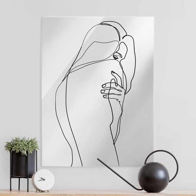 Dekoracja do kuchni Line Art Woman Nude Shoulder czarno-biały
