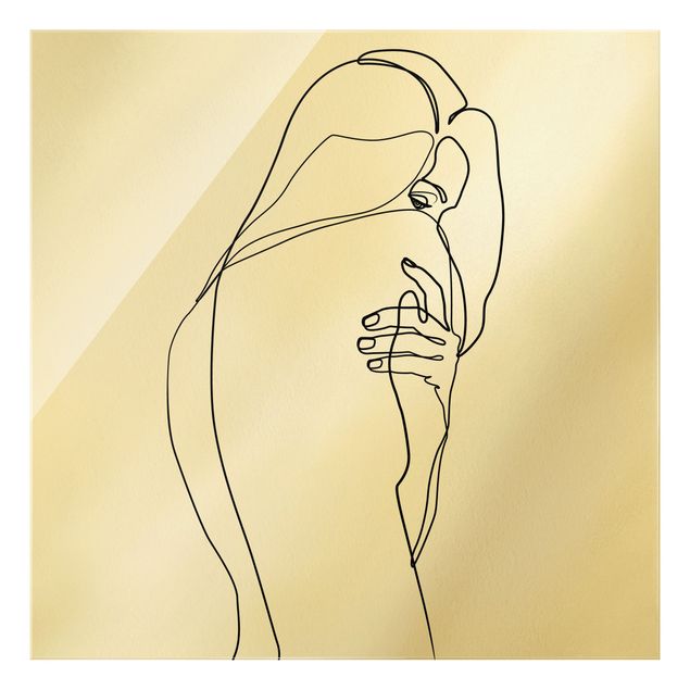 Obrazy na szkle abstrakcja Line Art Woman Nude Shoulder czarno-biały