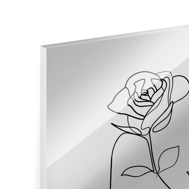 Nowoczesne obrazy do salonu Line Art Twarze kobiet Róże czarno-biały