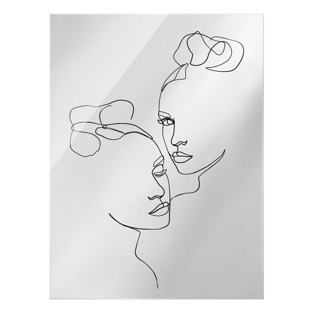 Obrazy do salonu nowoczesne Line Art Twarze kobiet czarno-biały