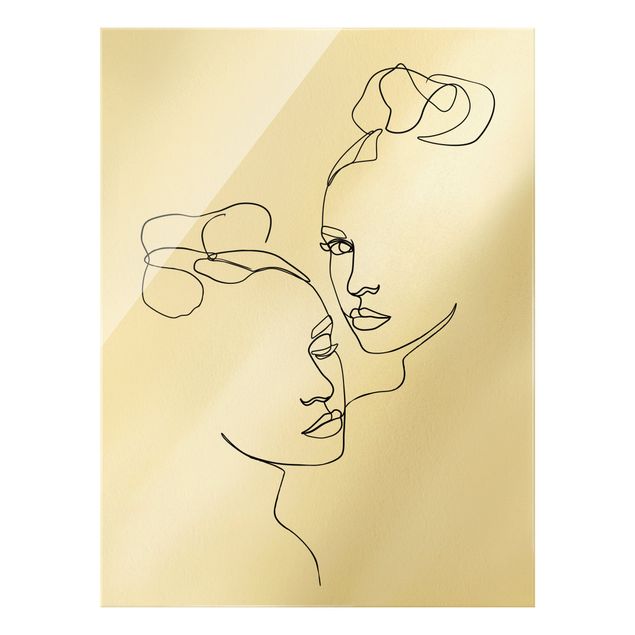 Obraz na szkle - Line Art Twarze kobiet czarno-biały