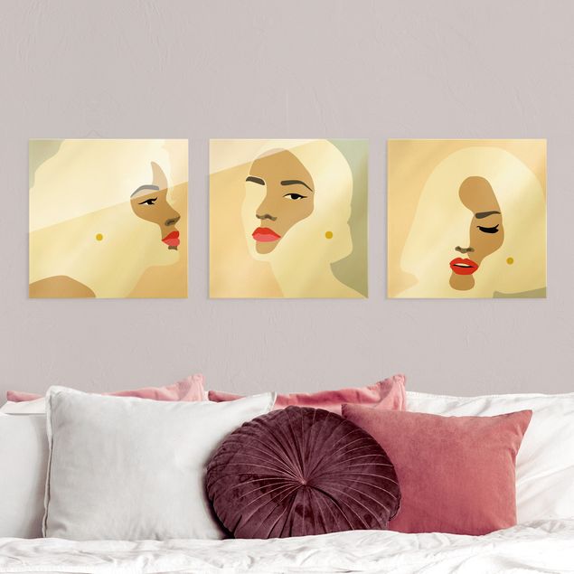 Obrazy na szkle kwadrat Zestaw pasteli do portretowania kobiet