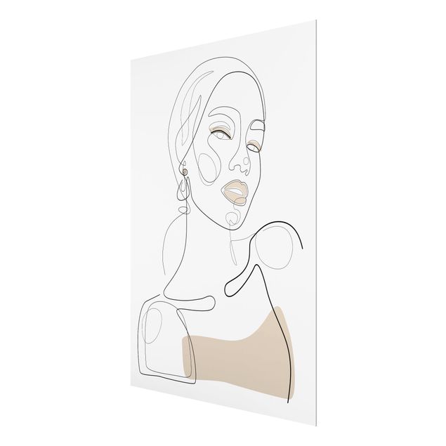 Magnettafel Glas Line Art Portraits - Beige Lipstick