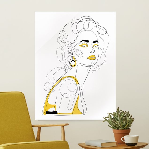 Obrazy na szkle portret Line Art Portraits - Lemon Lipstick