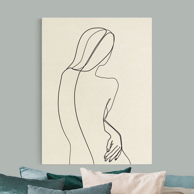 Obrazy do salonu nowoczesne Line Art Kobieta z tyłu czarno-biały