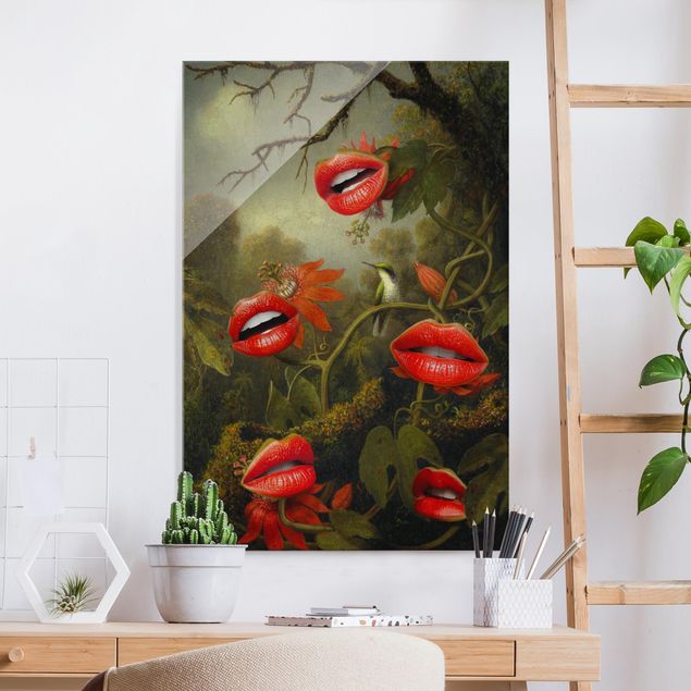 Obrazy na szkle portret Lips Jungle