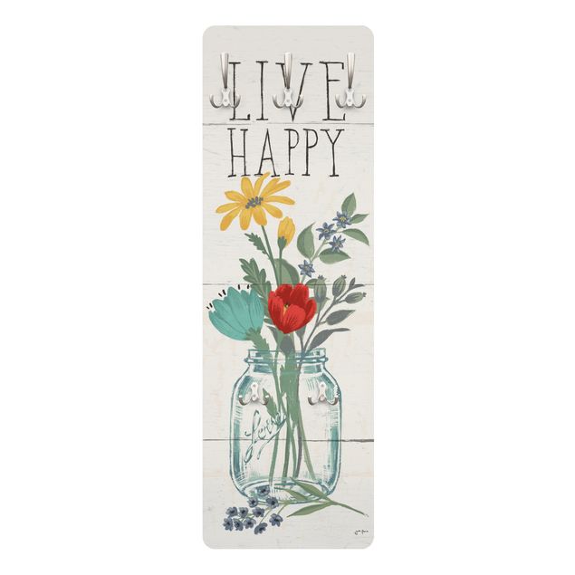 Wieszak do przedpokoju - Live Happy - Flower vase on wood