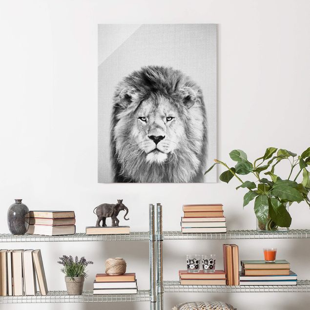 Obrazy na szkle portret Lion Linus Black And White