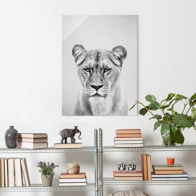 Obrazy na szkle portret Lioness Lisa Black And White