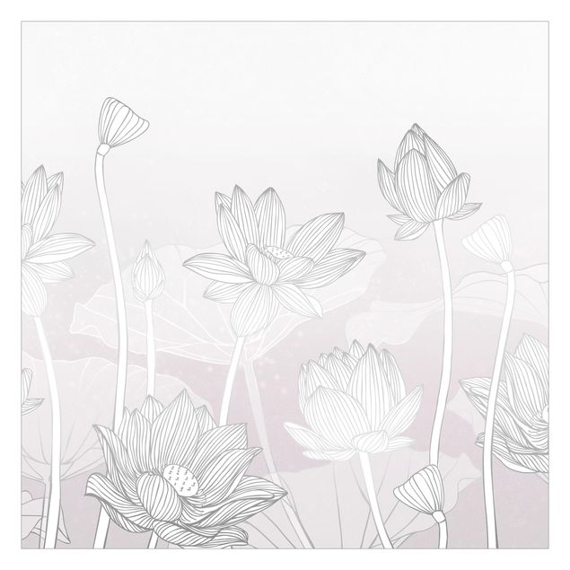 Fototapeta - Ilustracja lotosu srebrny i fioletowy