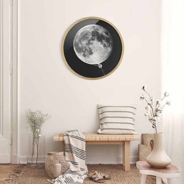 Obrazy w ramie artystyczny Balloon With Moon