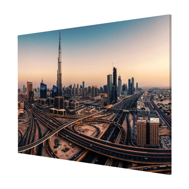 Obrazy do salonu nowoczesne Wieczorna atmosfera w Dubaju