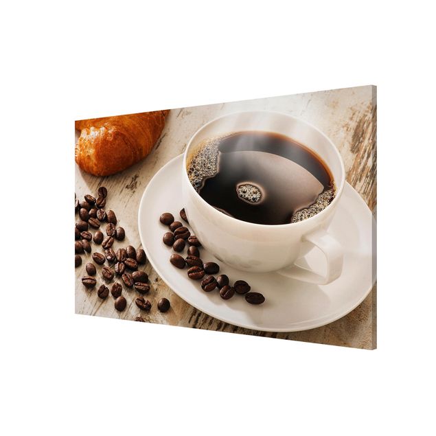 Obrazy z kawą Parująca filiżanka do kawy z ziarnami kawy