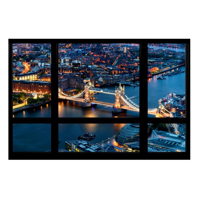 Nowoczesne obrazy do salonu Widok z okna na Tower Bridge w nocy